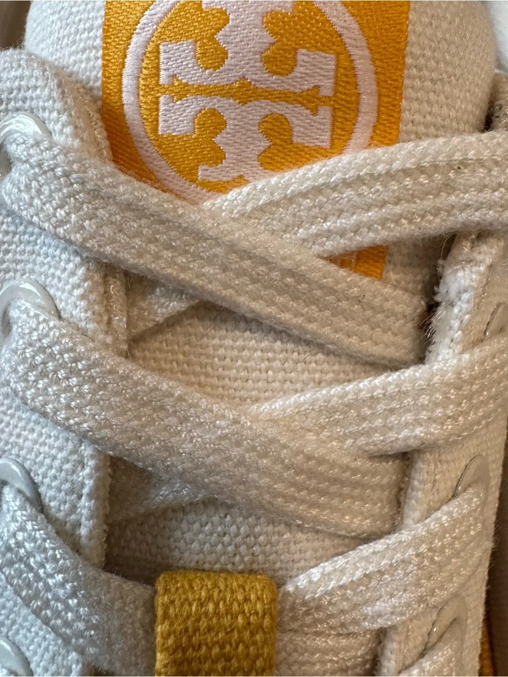 Tory Burch Classic Court Canvas Sneaker Ivory Canvas/Curry Yellow Size 8